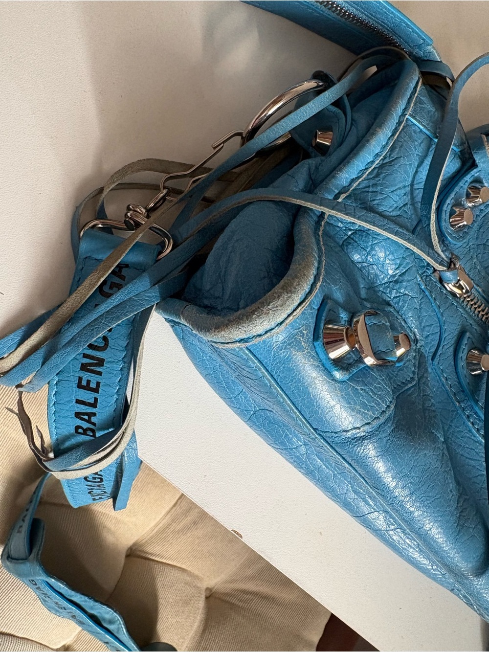 Balenciaga Turquoise Blue Classic Mini City Crossbody - Picture 2 of 14